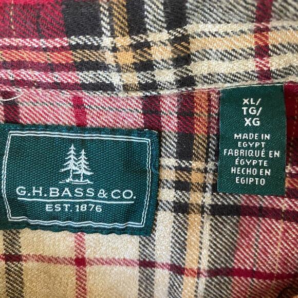 GH Bass & Co. Flannel Shirt Men XL Red Plaid Button Down Lumberjack Outdoor - Picture 4 of 7